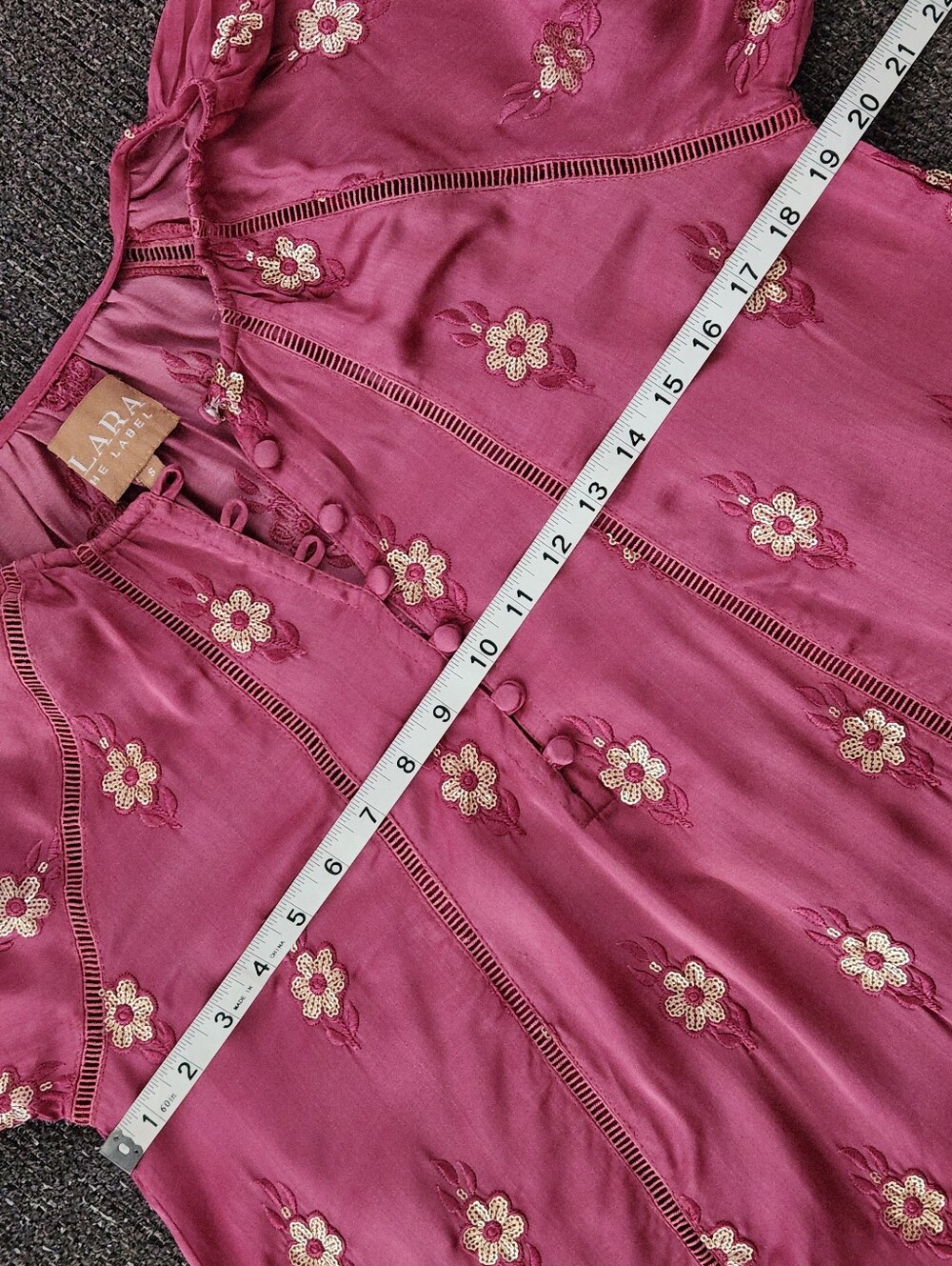 💖Clara The Label💖 - Berry Pink Boho Dress w/Gold Sequin Accents - Picture 13 of 14
